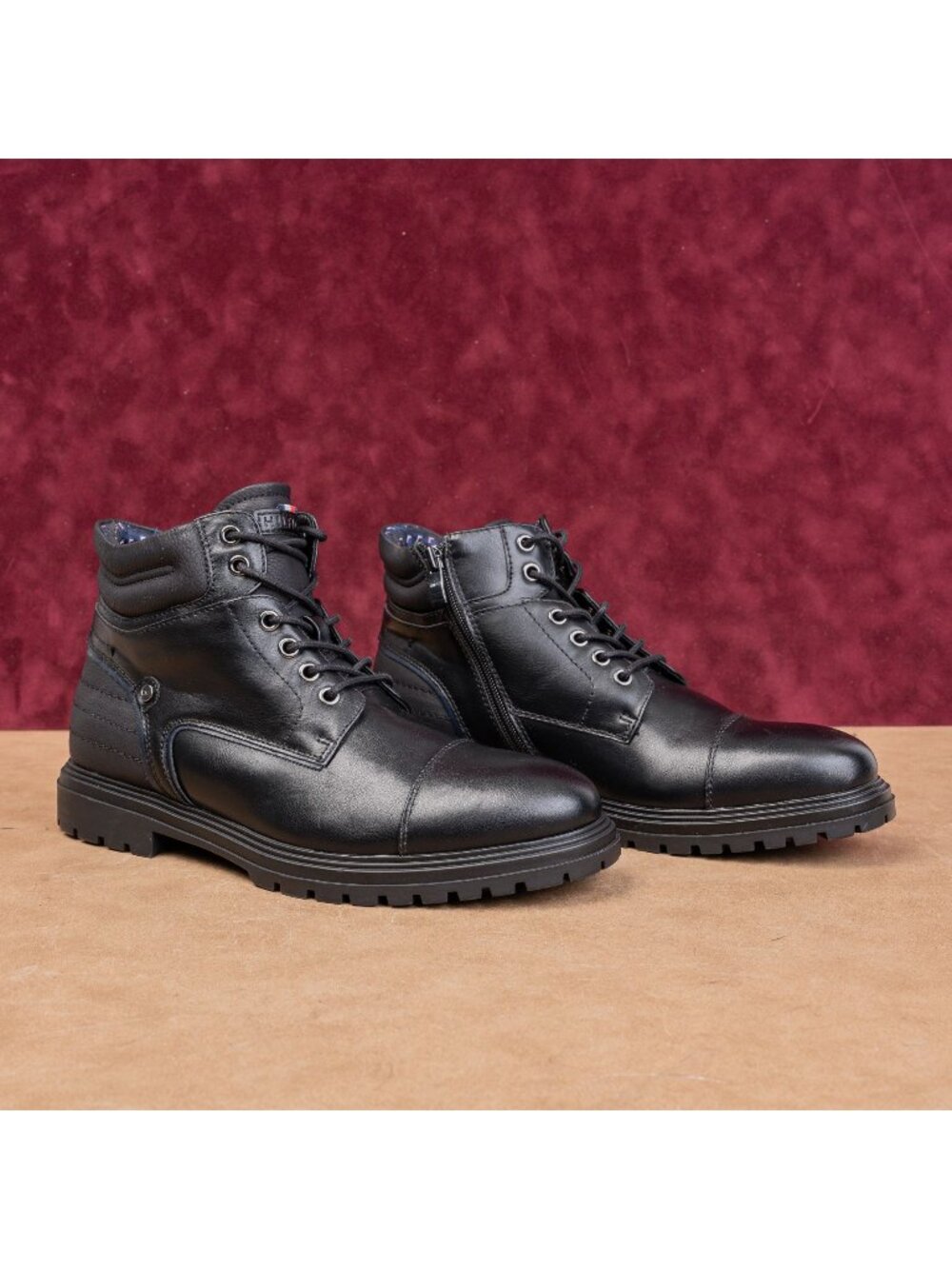 Tommy Hilfiger Men Oregon Black Faux Leather Combat Ankle Boots size 8